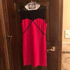 Bright pink-red stretch dress.